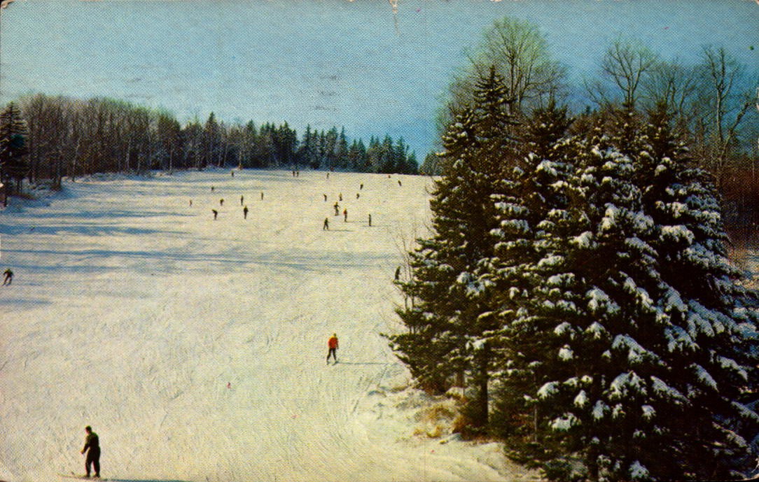 Vintage Postcard Skiing in Vermont Randolph VT 1954 Handwritten Message