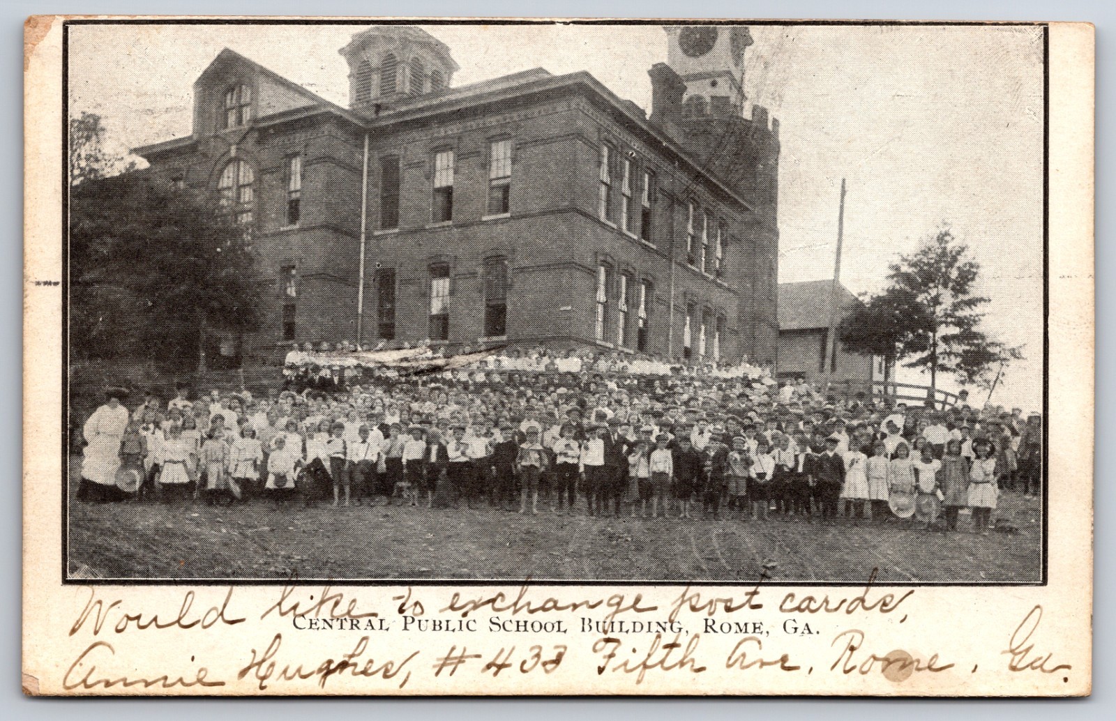 Central Public School Building Rome Georgia GA 1907 Postcard