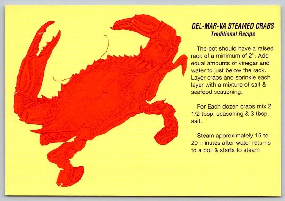 Delmarva Steamed Crabs Recipe Postcard – R.C. Pulling