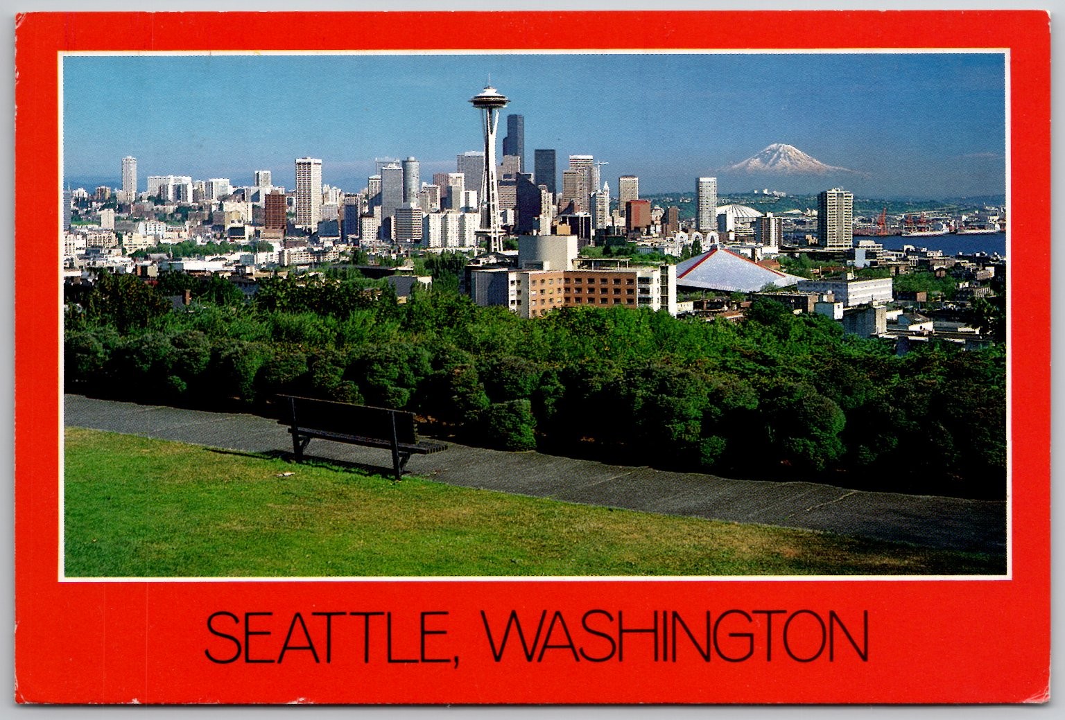 Vintage 1993 Seattle Space Needle Skyline Mount Rainier Postcard Posted