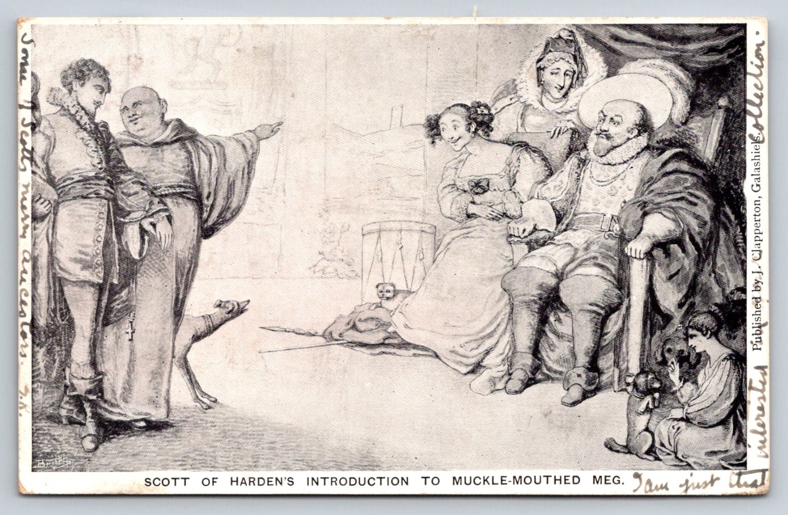 Sir Walter Scott Muckle-Mouthed Meg Galashiels J. Clapperton Postcard