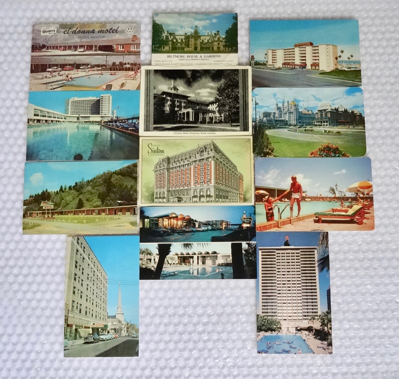 hOTEL MOTEL INN POSTCARD VINTAGE JUNK DRAWER MIXED LOT MULTI SZ LOCALE neocurio
