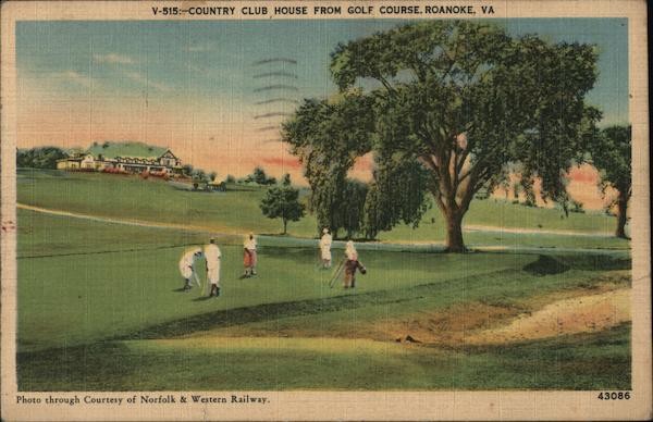 Roanoke, Virginia VA Country Club House from Golf Course Christiansburg Vintage