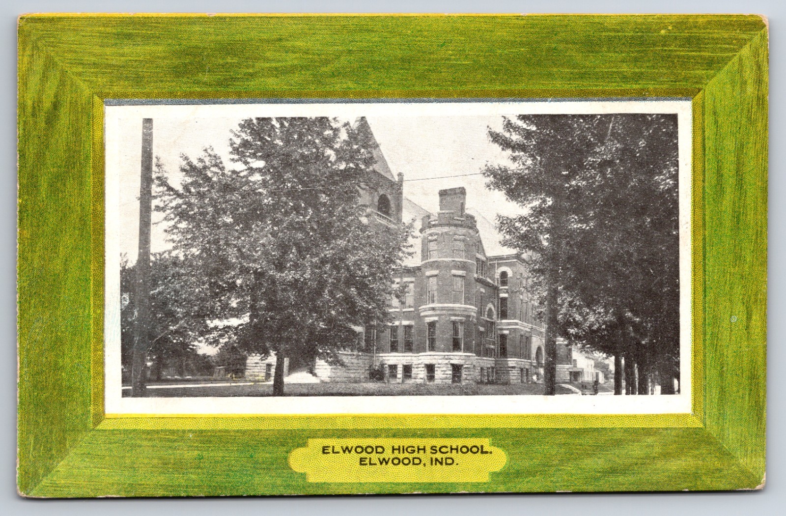 Elwood High School Building Elwood Indiana IN c1910 Postcard