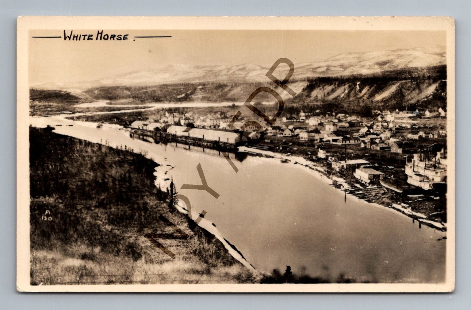 Vintage Real Photo Postcard White Horse Yukon Territory Yukon River Panorama