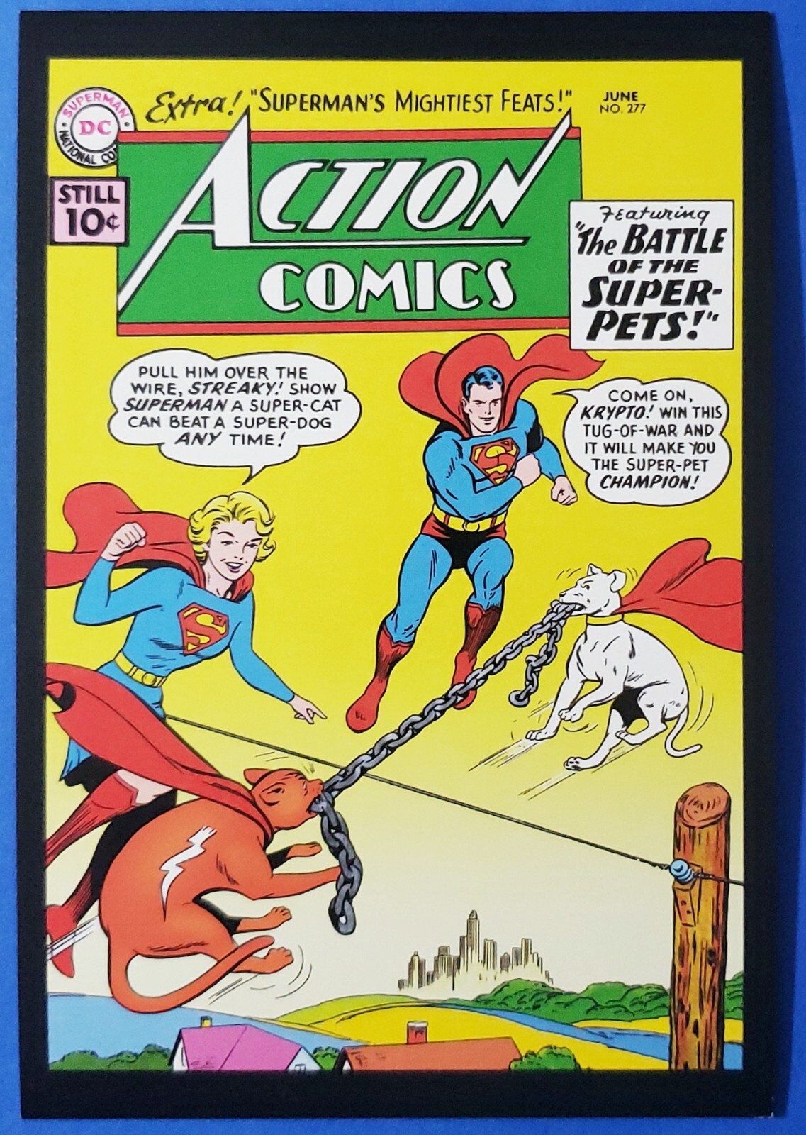 Postcard Action Comics Cover # 277 Superman Supergirl Pets 4″x6″ 2010 DC Comics