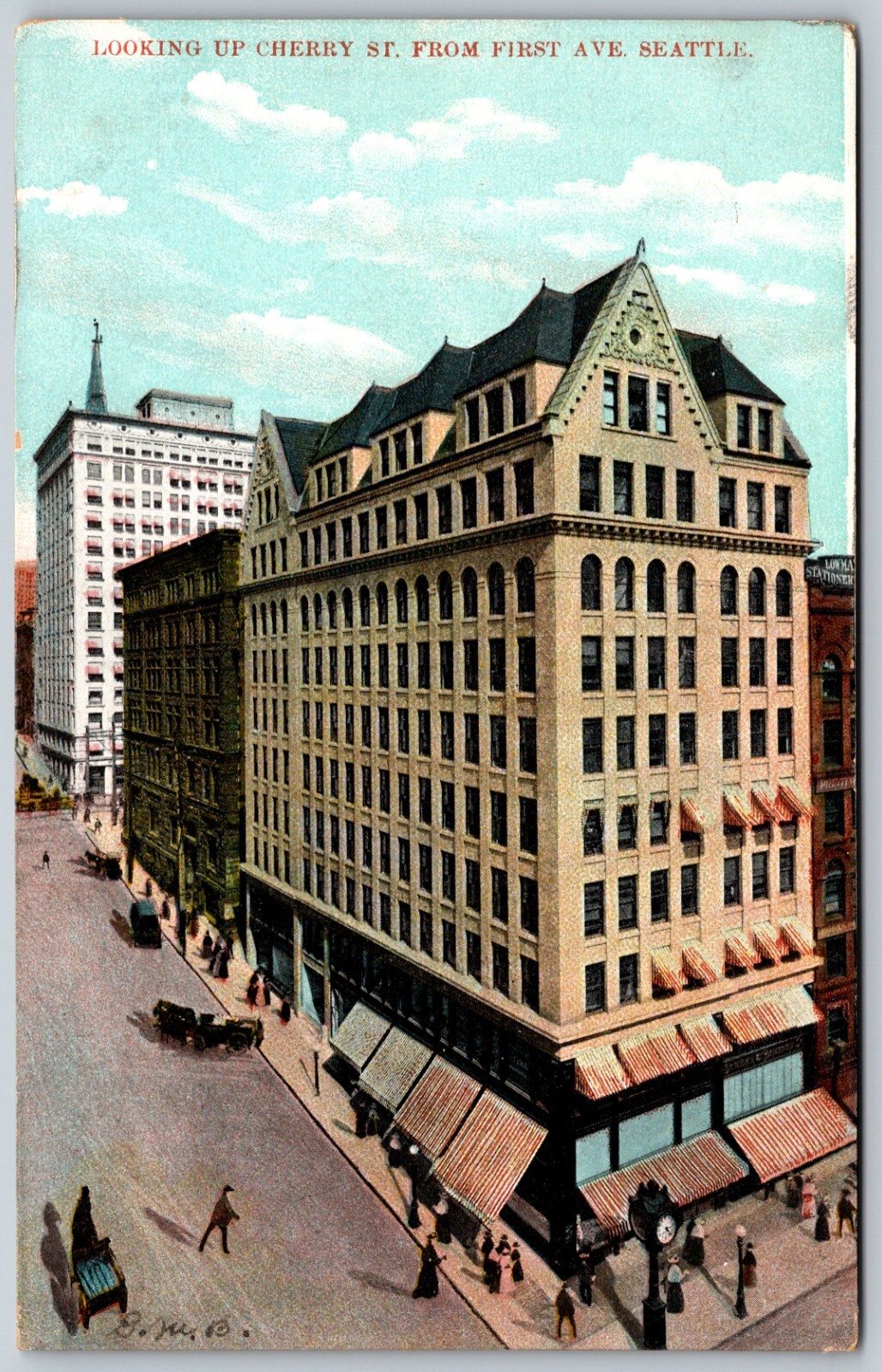 Cherry St First Ave Seattle Street Scene Unposted ANTIQUE Postcard