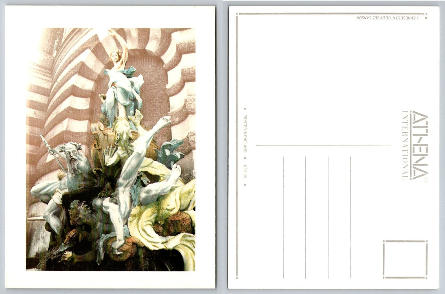 Vienna Statue Postcard Athena International Art Sculpture Austria