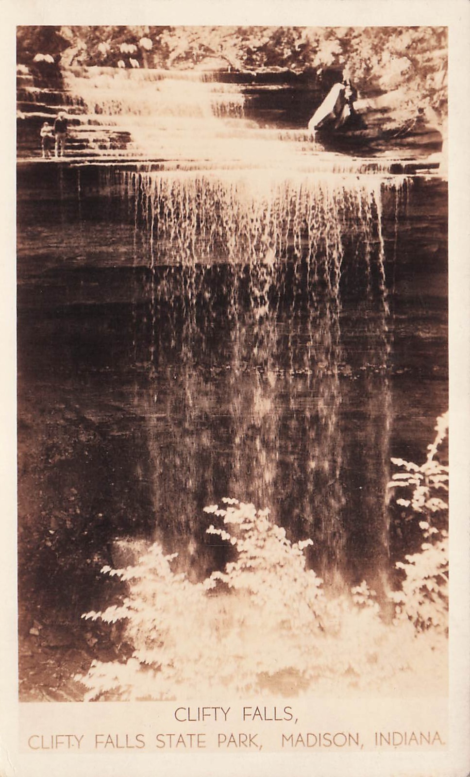 RPPC Clifty Falls State Park Madison Indiana Waterfall Photo Postcard I21