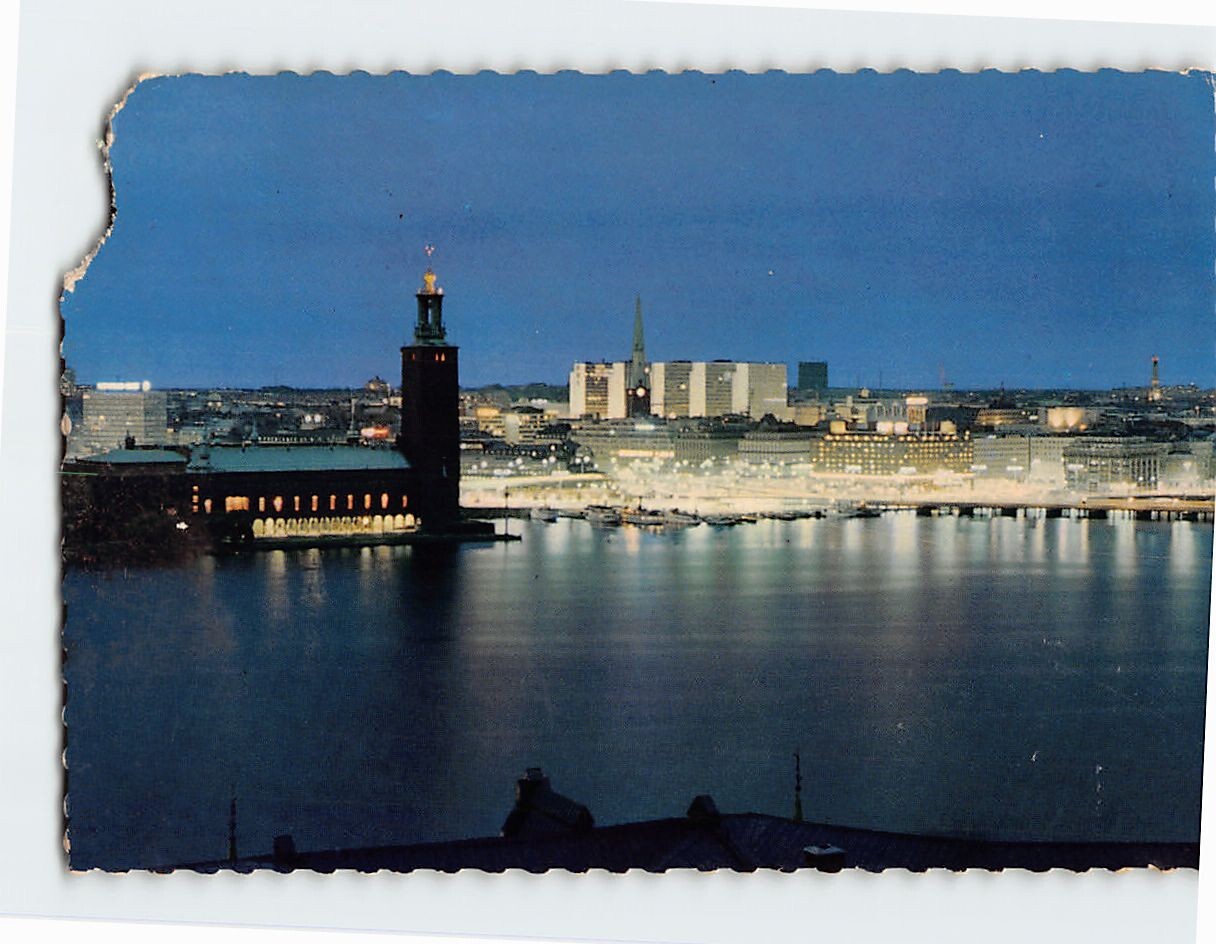 Postcard The City Hall by night, Stockholm, Sweden