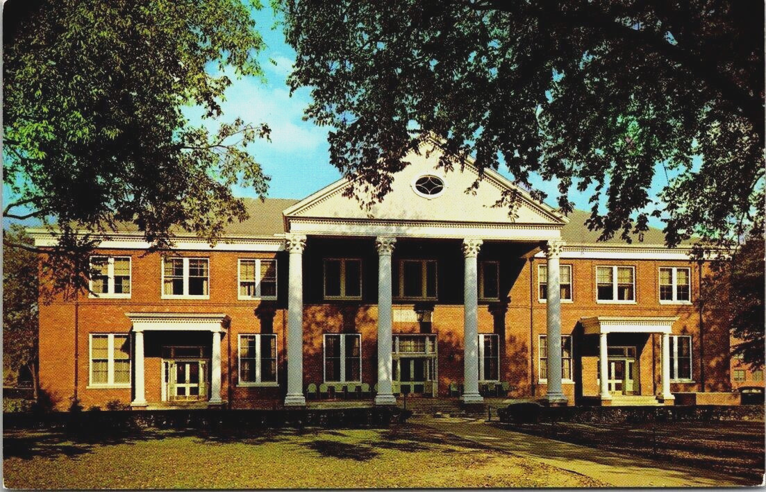 Mississippi State College for Women Shattuck Hall Postcard c1960 Columbus, MS