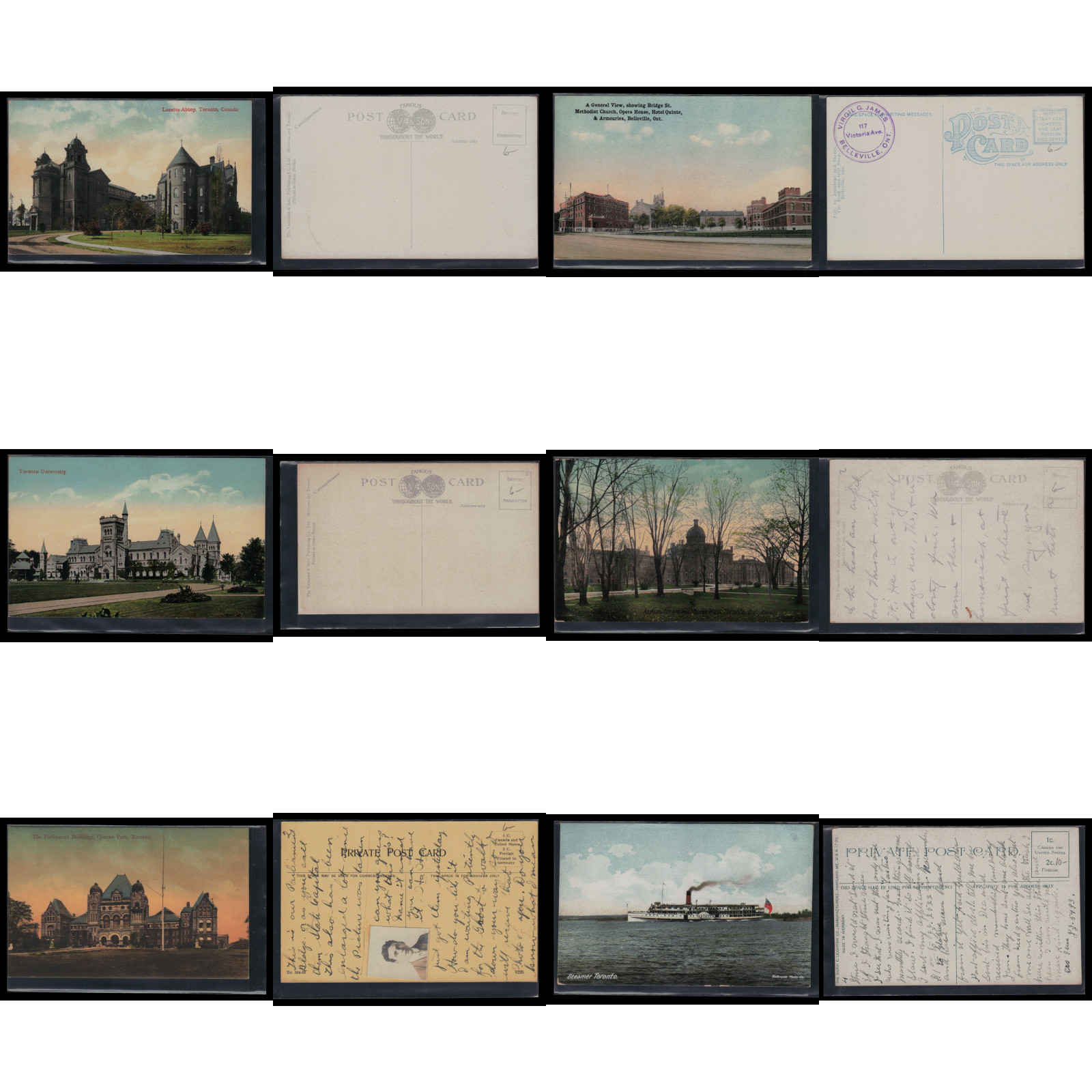 Vintage Lot of 50 Canada Postcards, Pre-Linen Old Antique Mixed Cards H