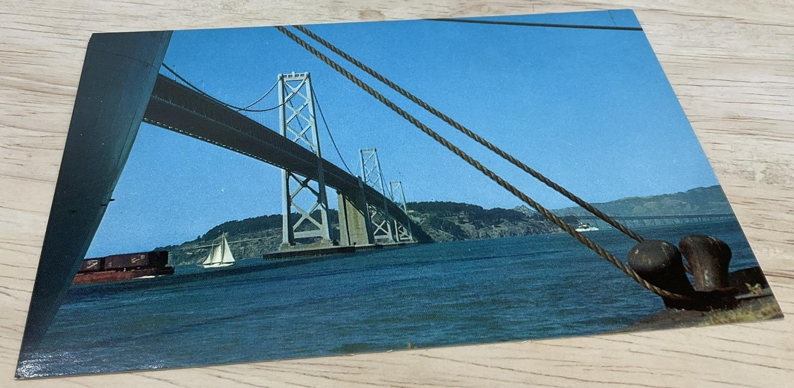 Vintage San Francisco-Oakland Bay Bridge Smith News Photochrome Postcard 5.5×3.5