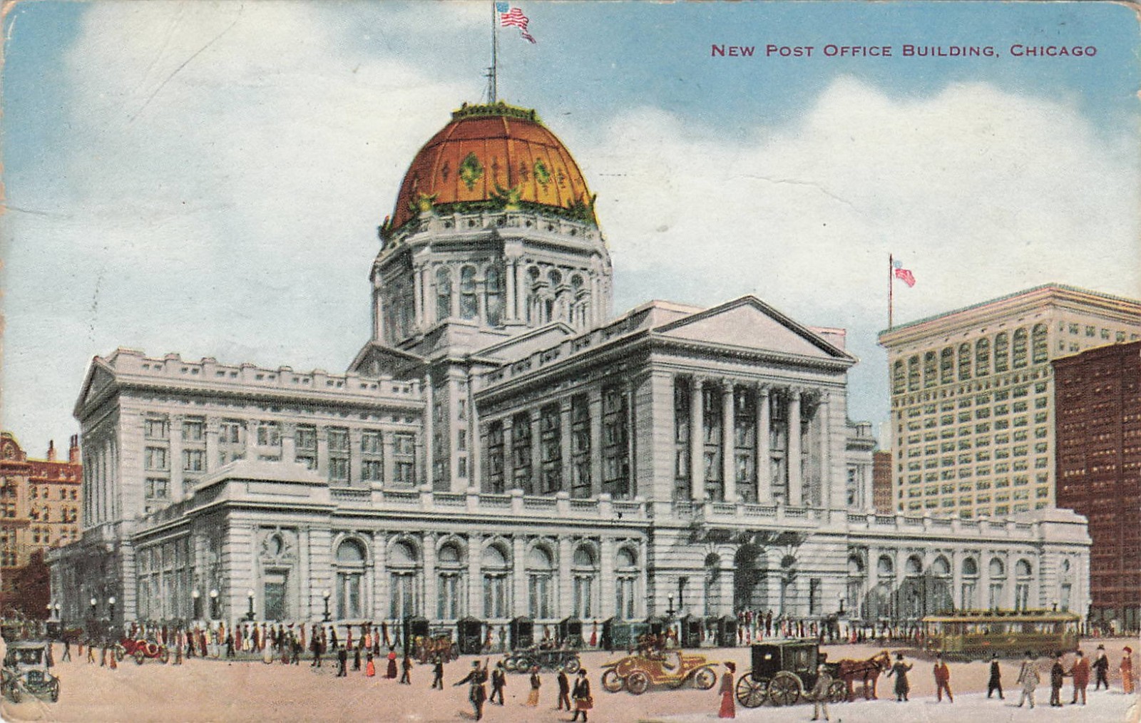 1914 New Post Office Building Chicago Illinois #1878 V.O. Hammon Posted Postcard