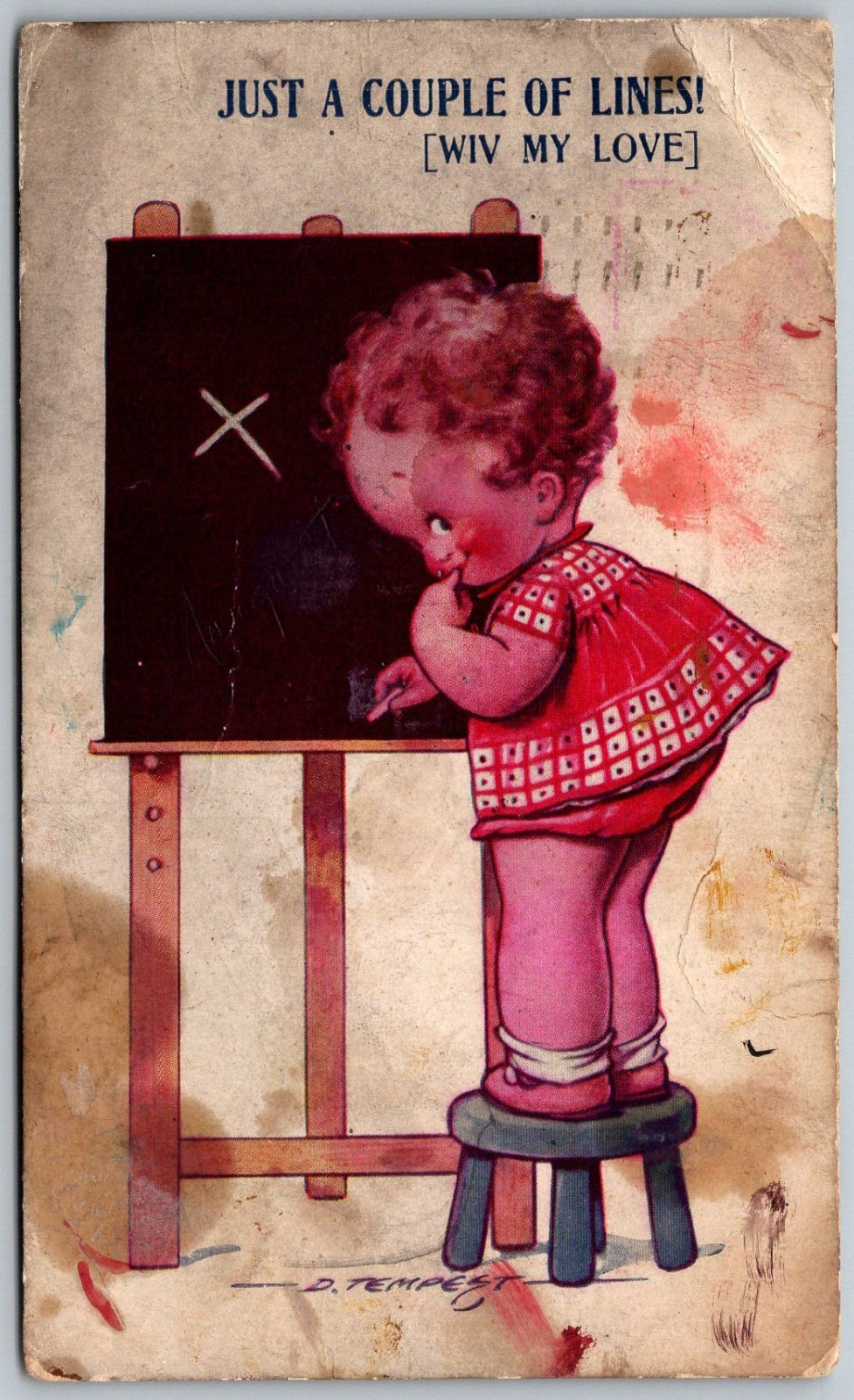 Bamforth Kid Comic By D. Tempest 1935 Comic Postcard Girl Blackboard