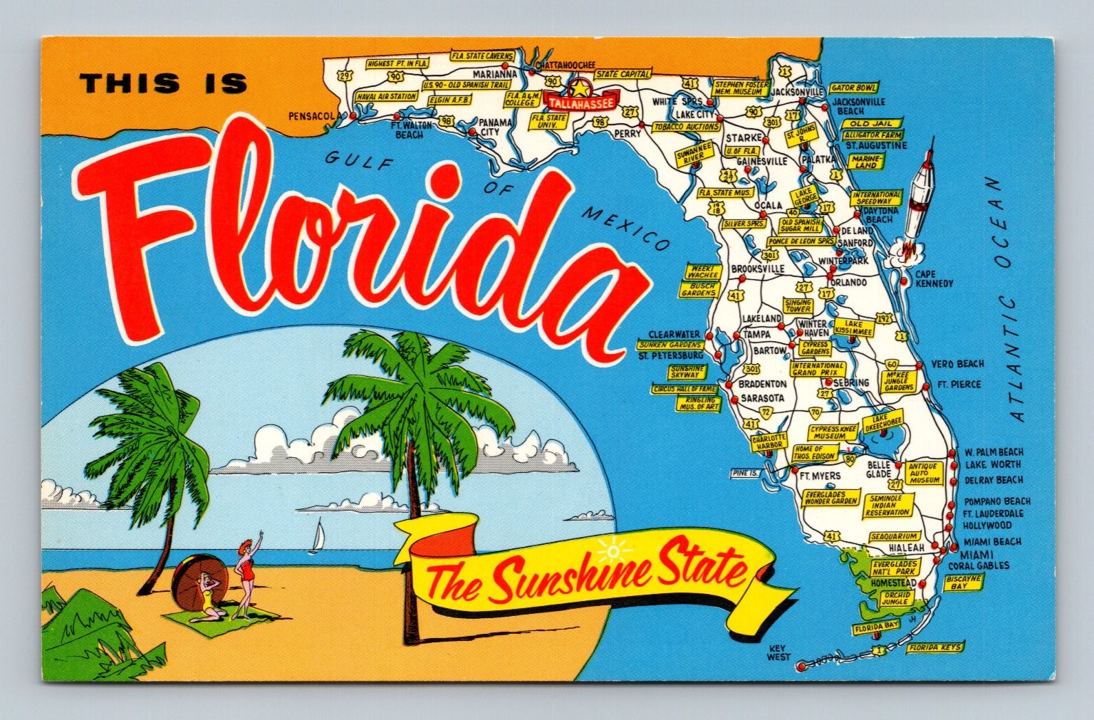 Vintage Mapcard Florida The Sunshine State H.S. Crocker Postcard HSC-322