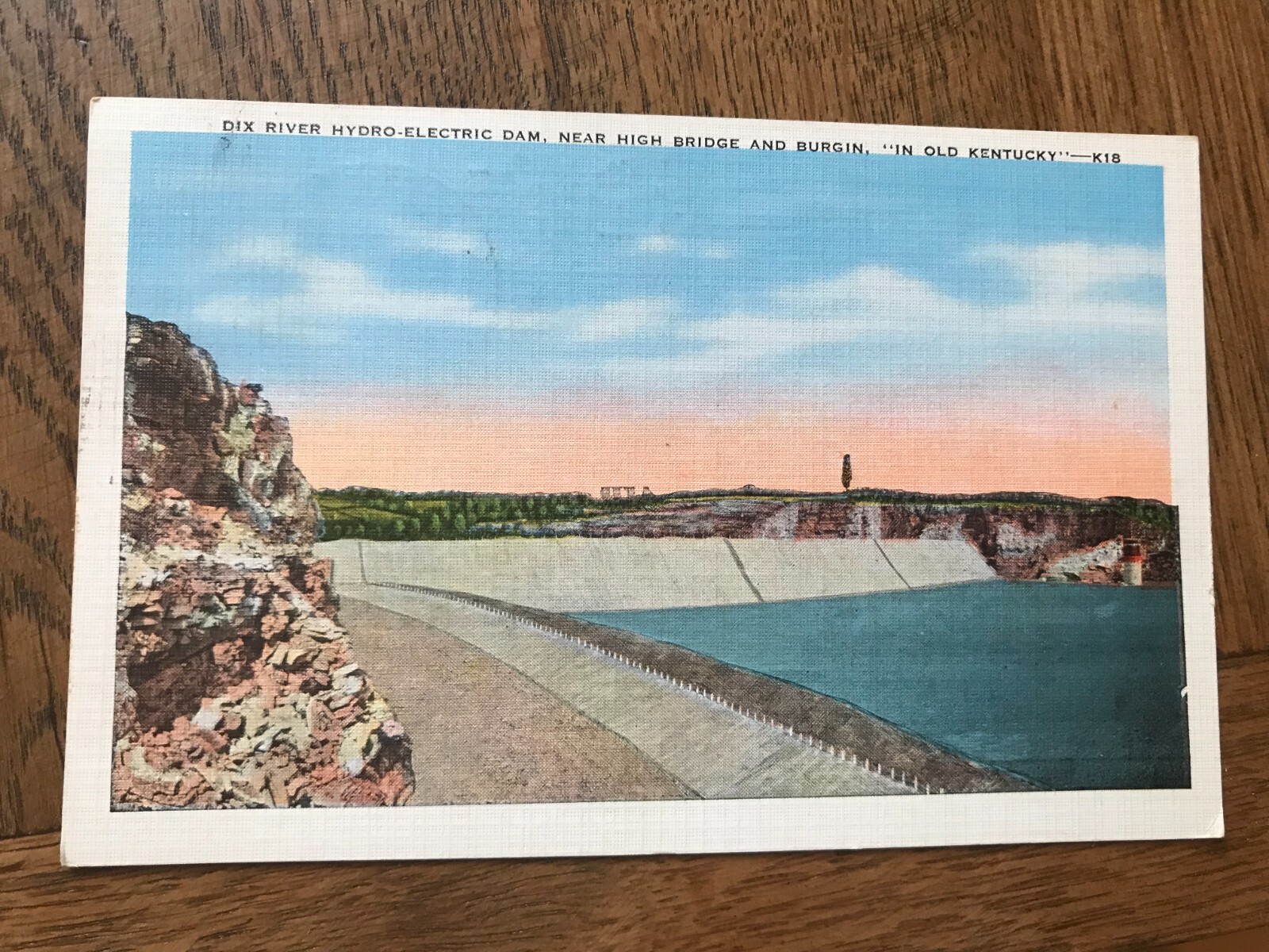 Dix River Hydro Electric Dam near High Bridge and Burgin Kentucky Postcard