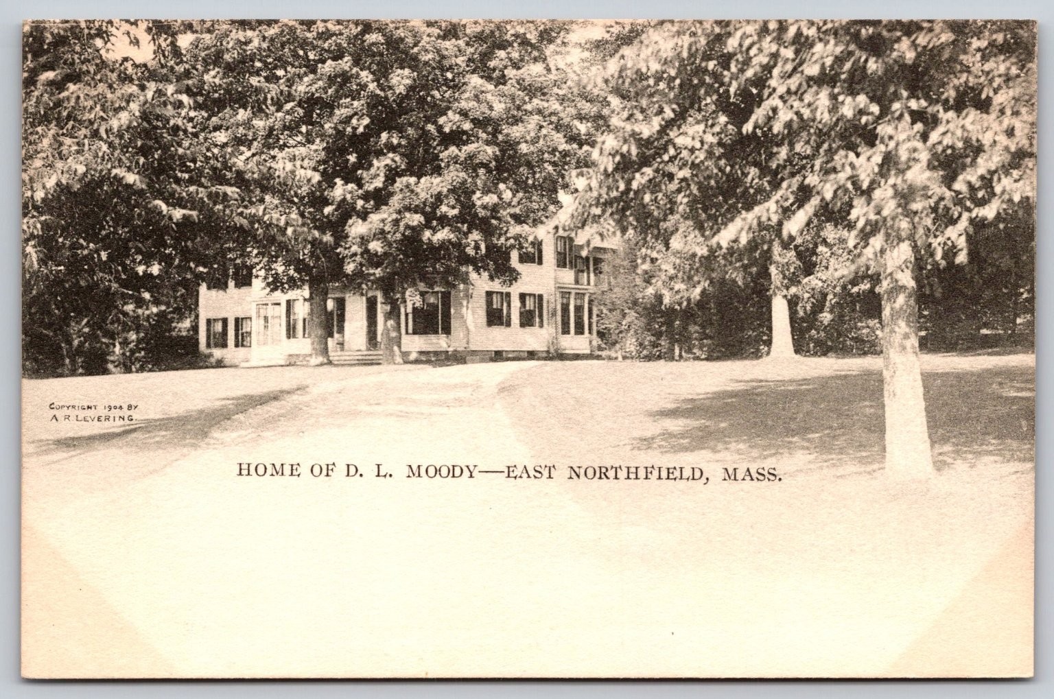 D. L. Moody Home East Northfield MA 1908 Postcard A. R. Levering AA402