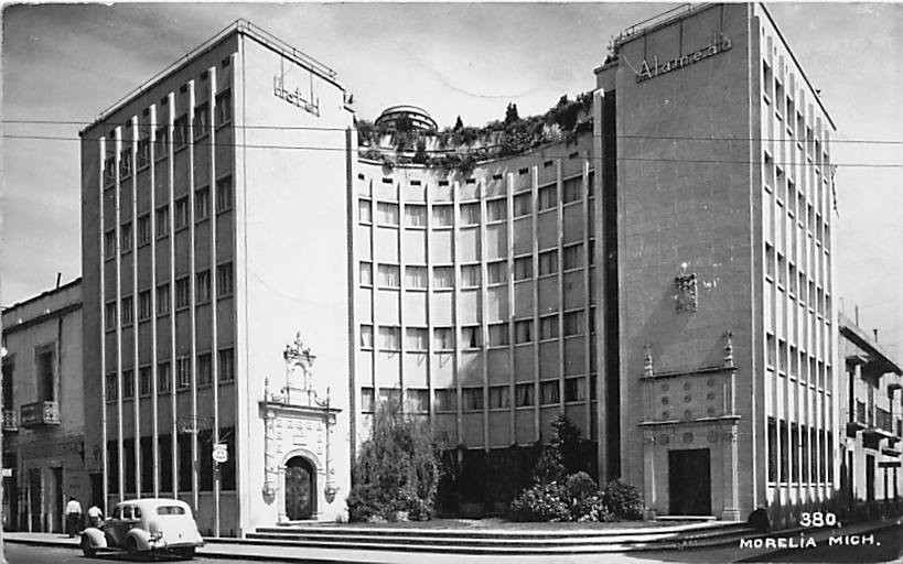Postcard Mexico: RPPC Hotel Alameda, Morelia, Michoacan Posted 1949