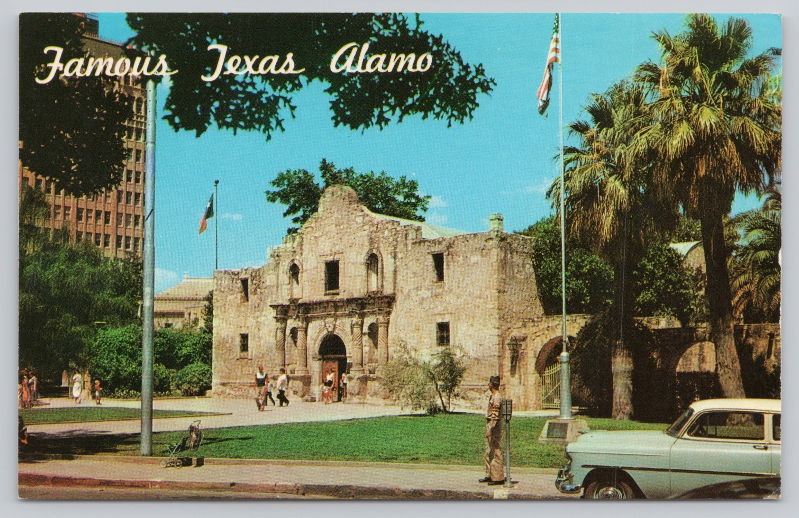 Famous Texas Alamo Old Car San Antonio TX Mission San Antonio De Valero Postcard