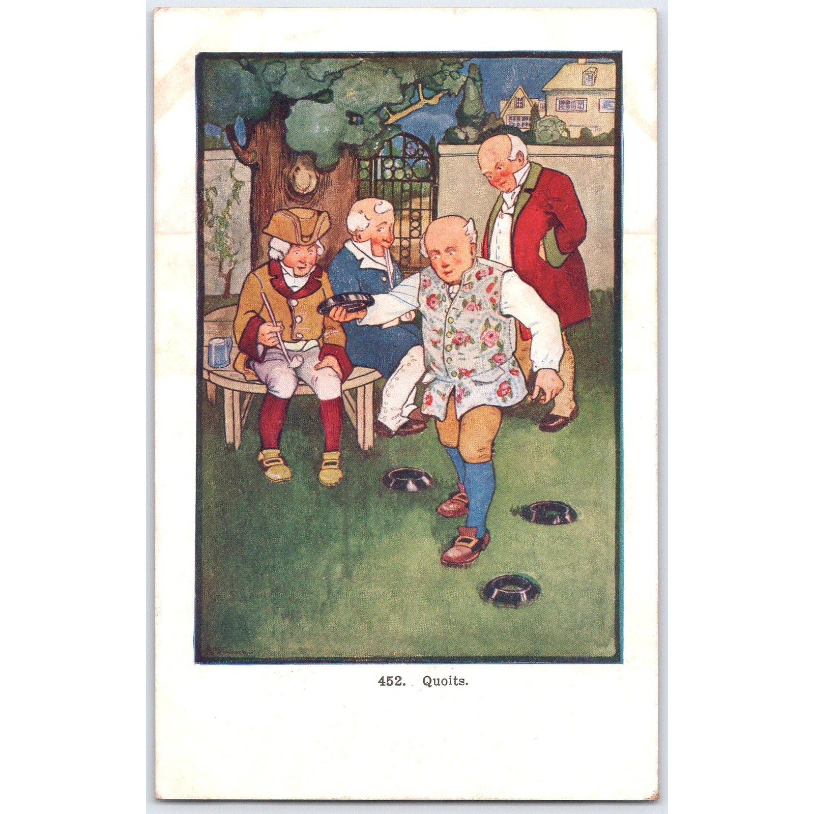 Postcard Quoits Ring Toss Game Scene 1909 Amanda Ohio