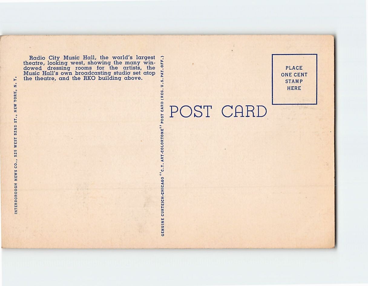 Postcard Radio City Music Hall NYC New York USA North America