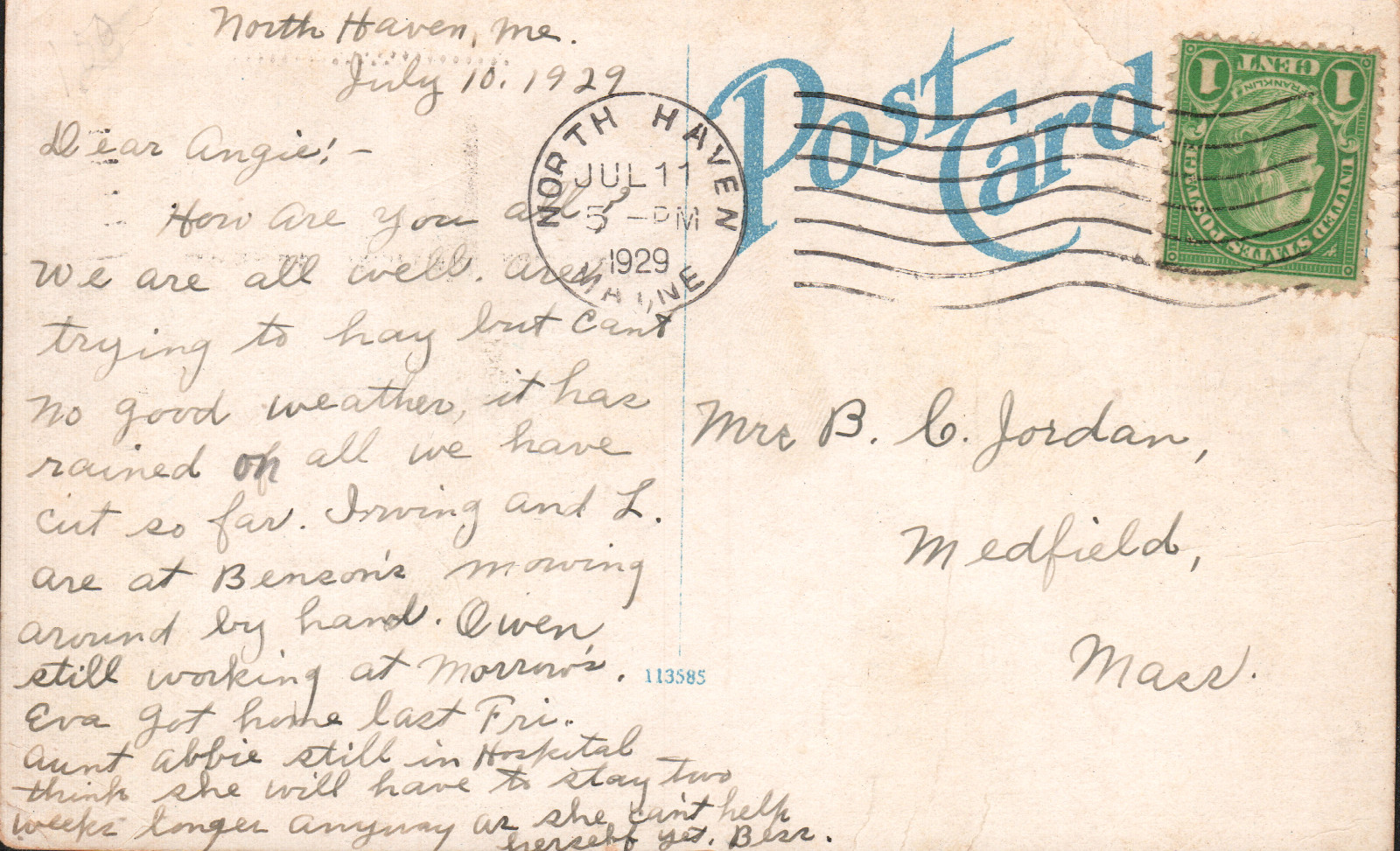 Vintage Greetings From North Haven Maine Postcard 1920s 1929