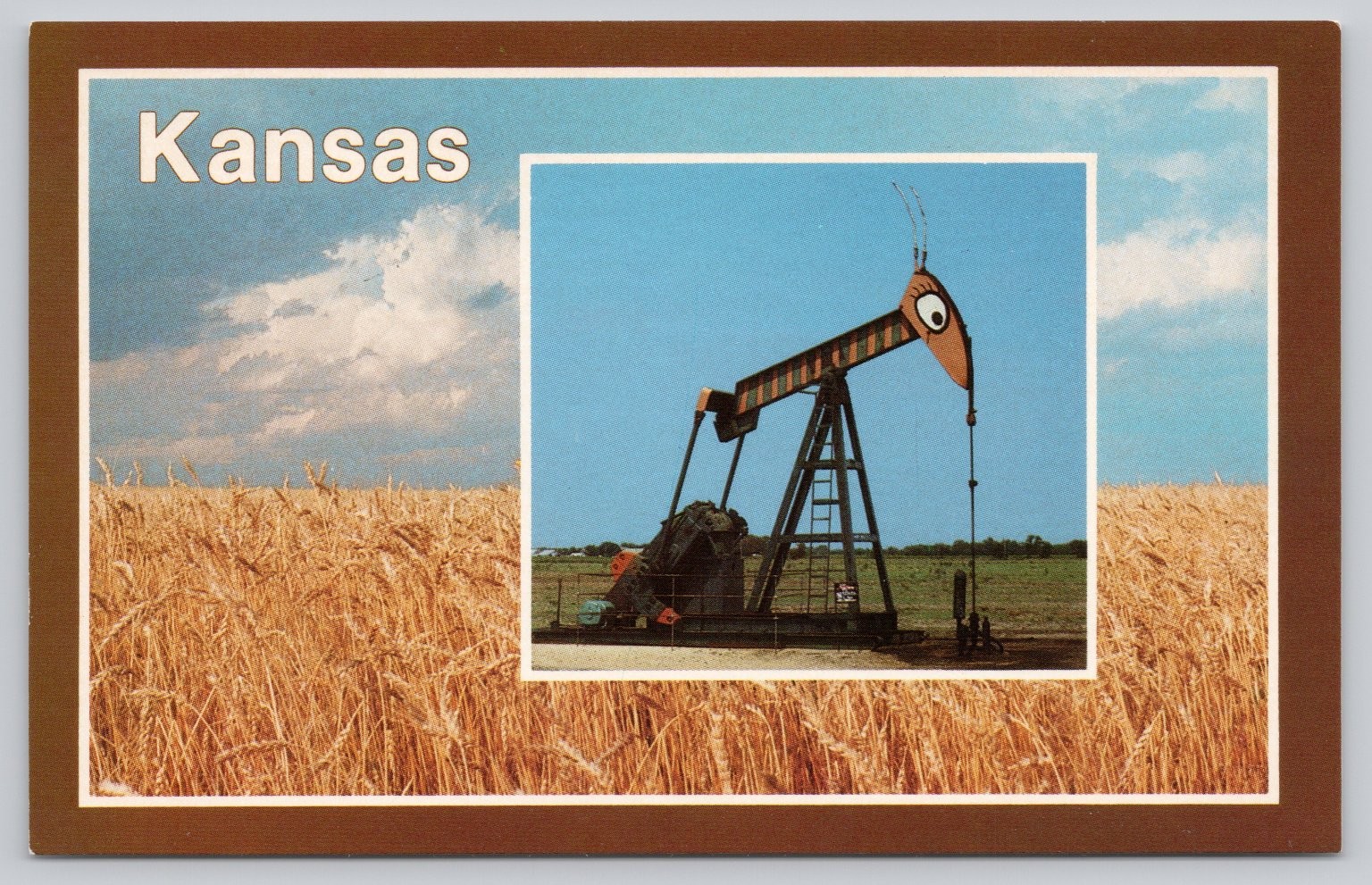 Vintage Kansas Oil Pump Jack Postcard by Dunlap Post Card Co.