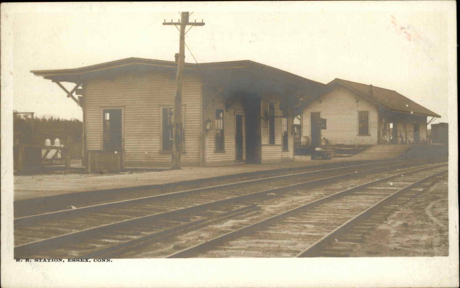 Essex Connecticut CT Train Station Depot c1910 Real Photo Vintage Postcard