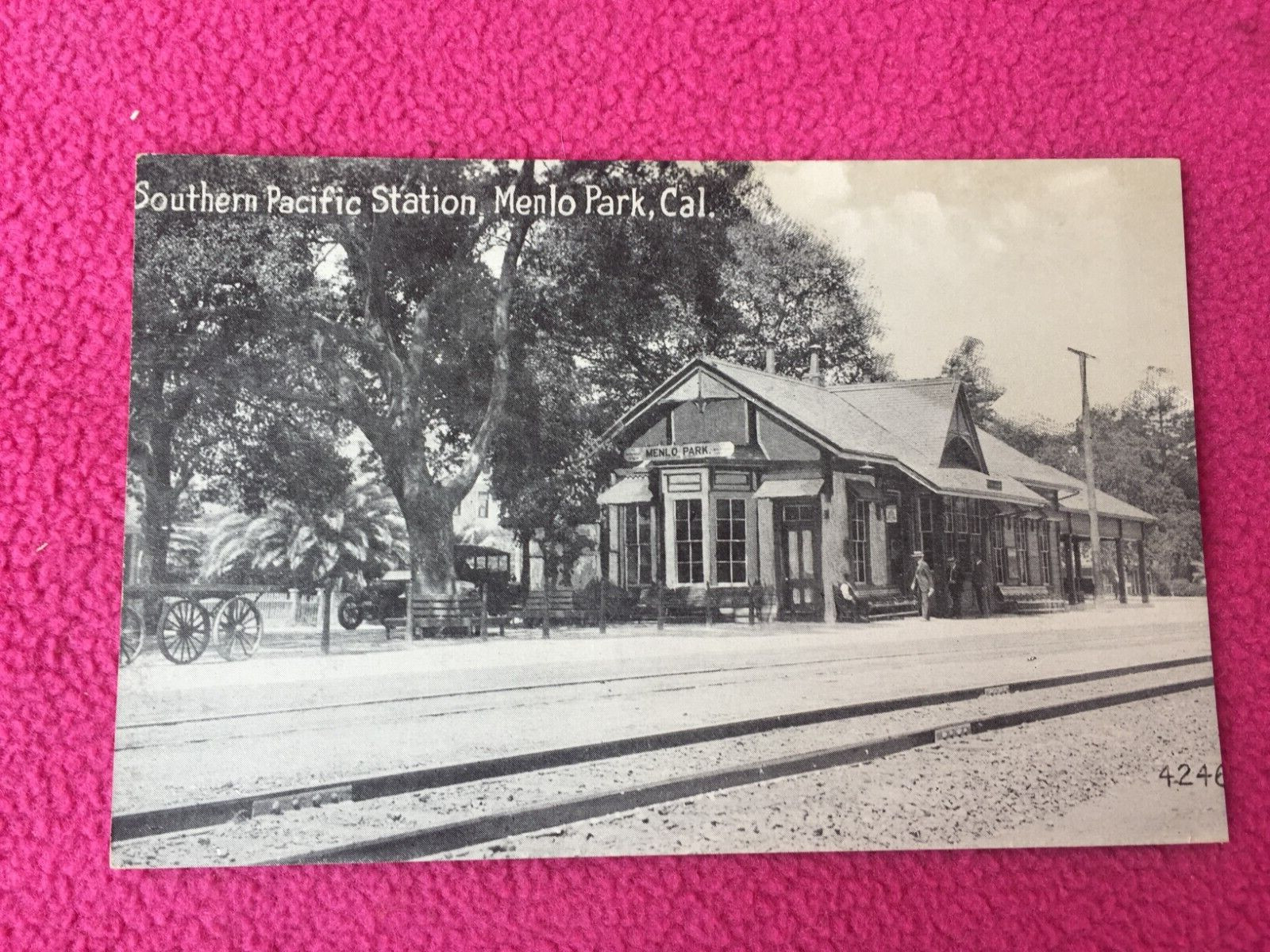 railroad POSTCARD california MENLO PARK station TRAIN southern pacific S.P.R.R.