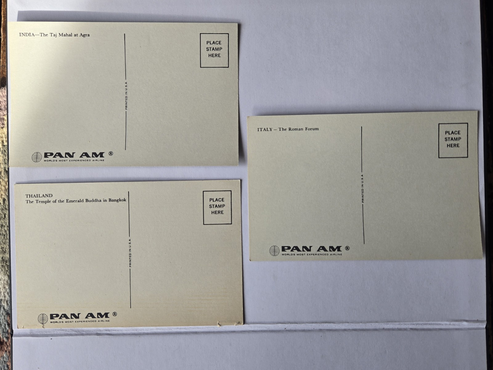 Vtg Color Pan Am Airlines Lot of 19 Unposted Postcards from Around the World