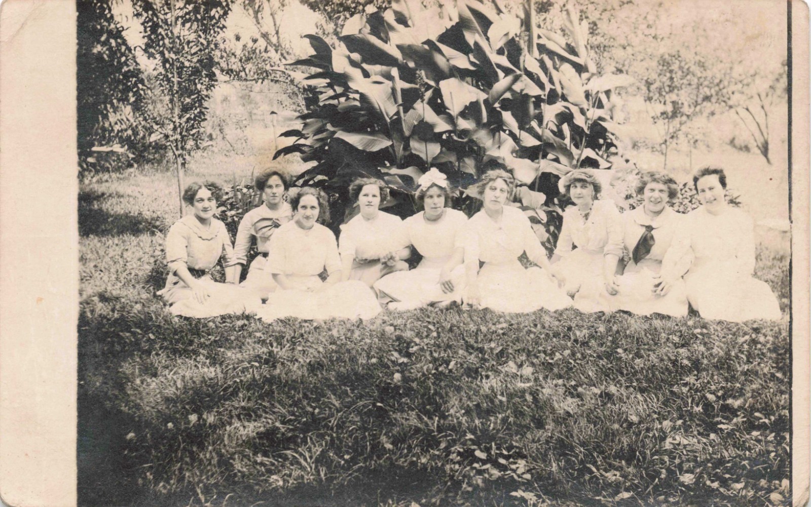 Group of Edwardian Women White Long Dresses c1906 RPPC AK/07