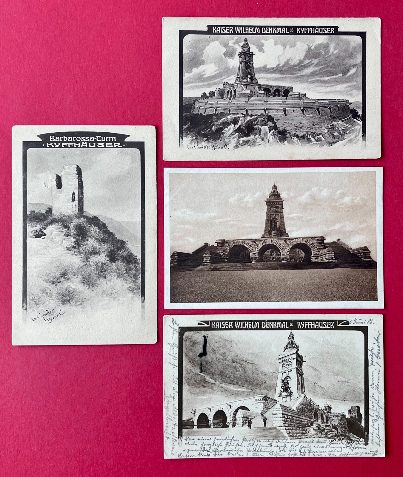 4 x Postcard Kyffhäuser in Thuringia 1906/11 Kaiser Wilhelm monument (177028