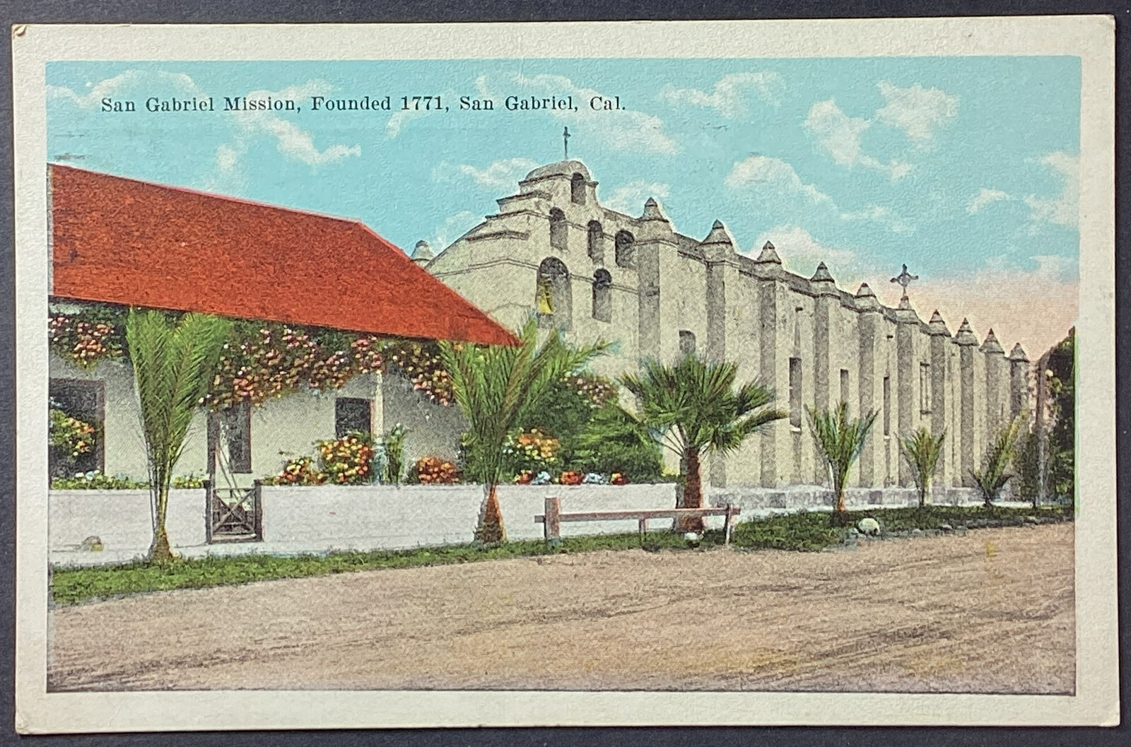 California San Gabriel Mission Vintage Postcard Posted 1923