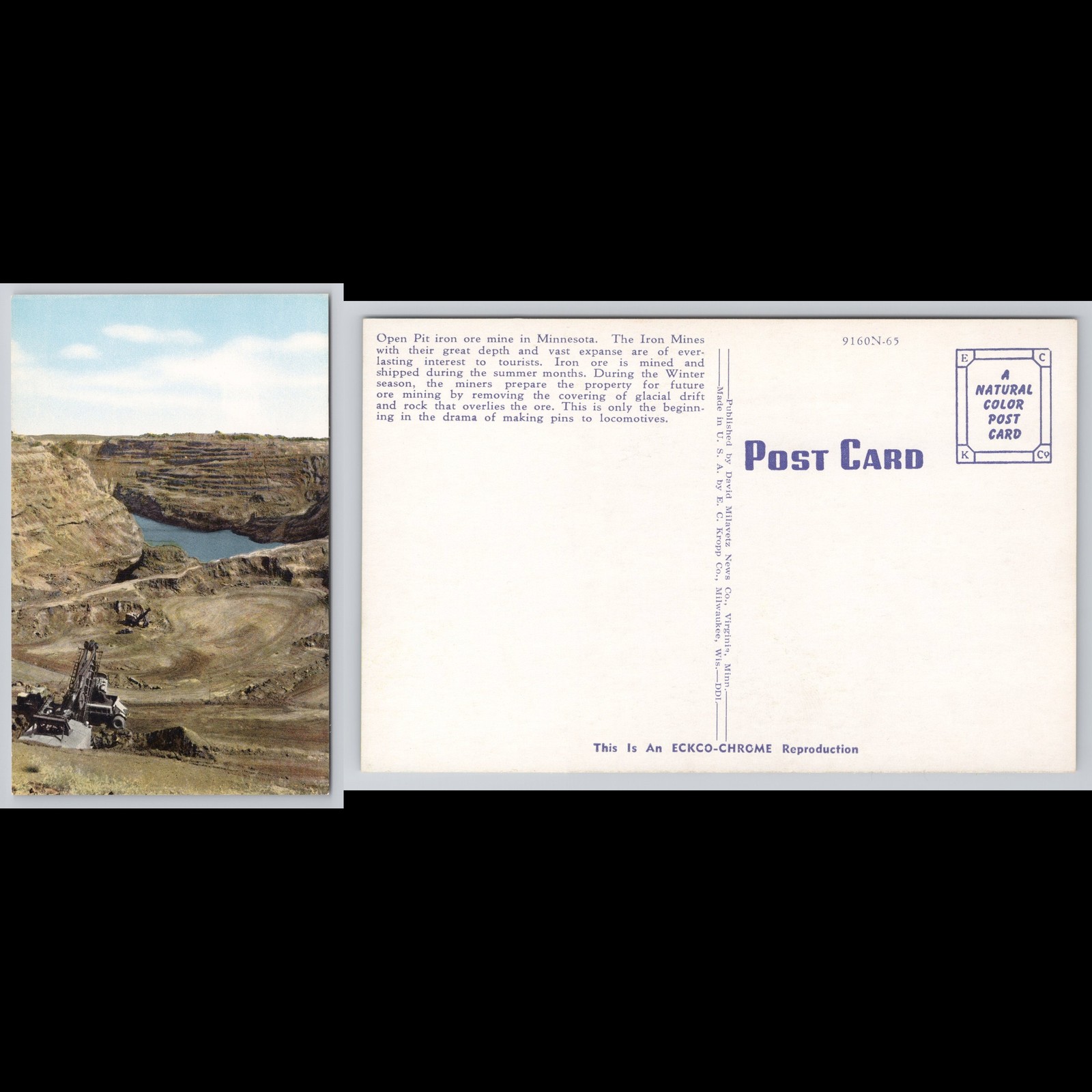 Vintage Postcard Minnesota Iron Ore Mine Unposted Scenic Collectible View