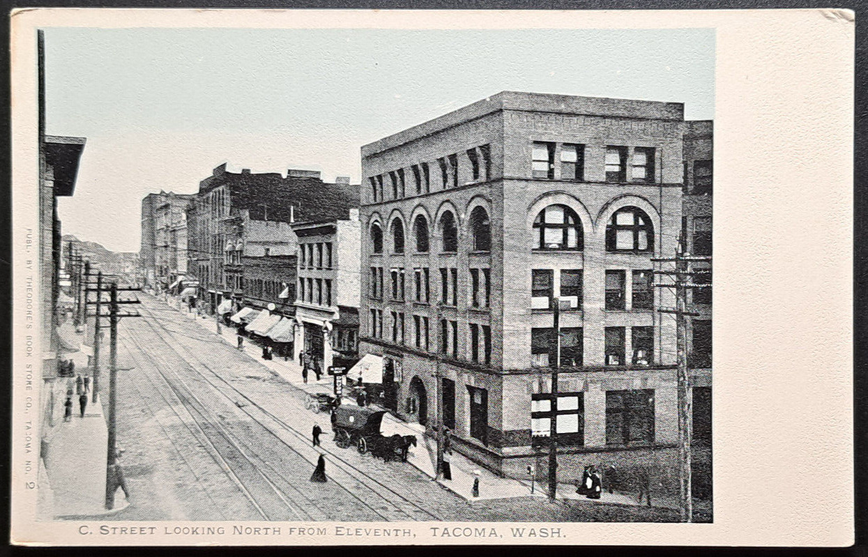 C Street Looking North from Eleventh Tacoma WA 1900s Kropp Postcard