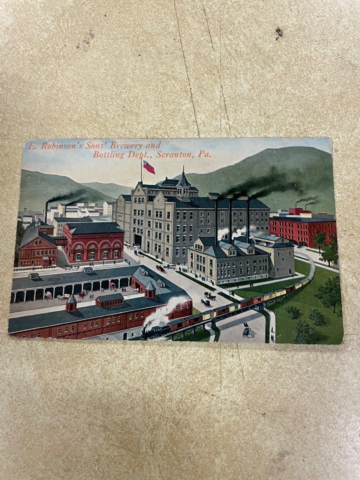 E. Robinson Sons Brewery Scranton PA factory scene postcard excellent