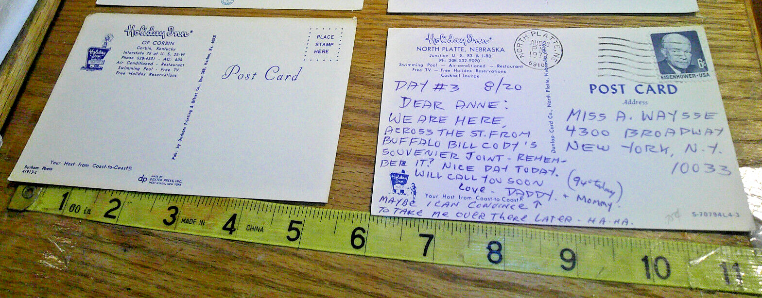 six standard size Postcards Holiday Inn of America