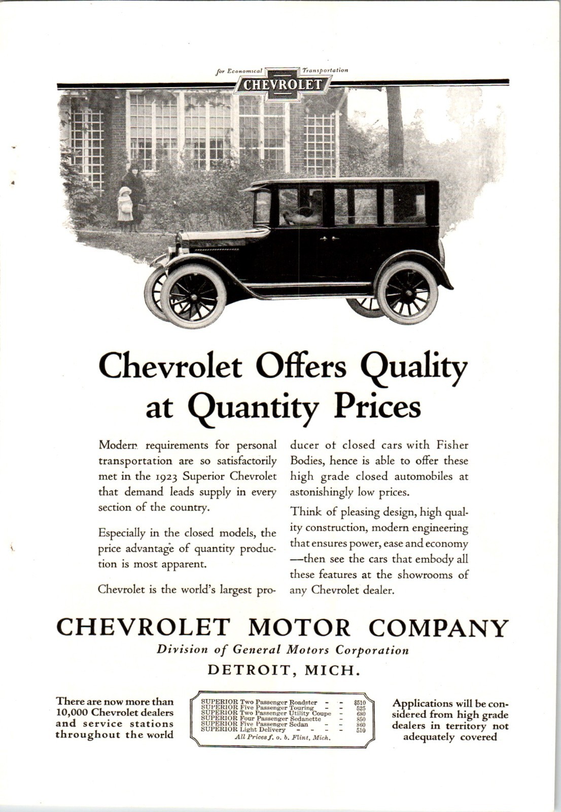 1923 Chevrolet Vintage Car Ad Tucson AZ Bermuda Travel Europe Magazine Print Ad