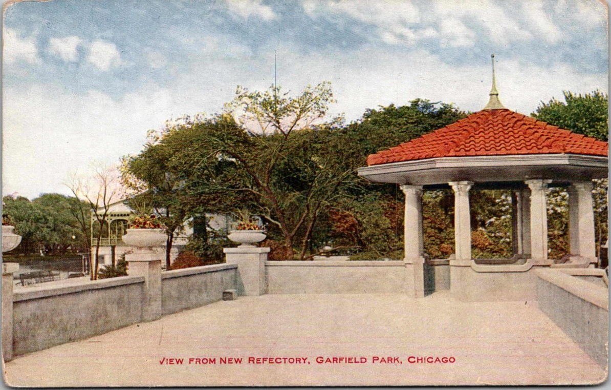 Garfield Park Chicago IL Refectory View Gazebo Postcard