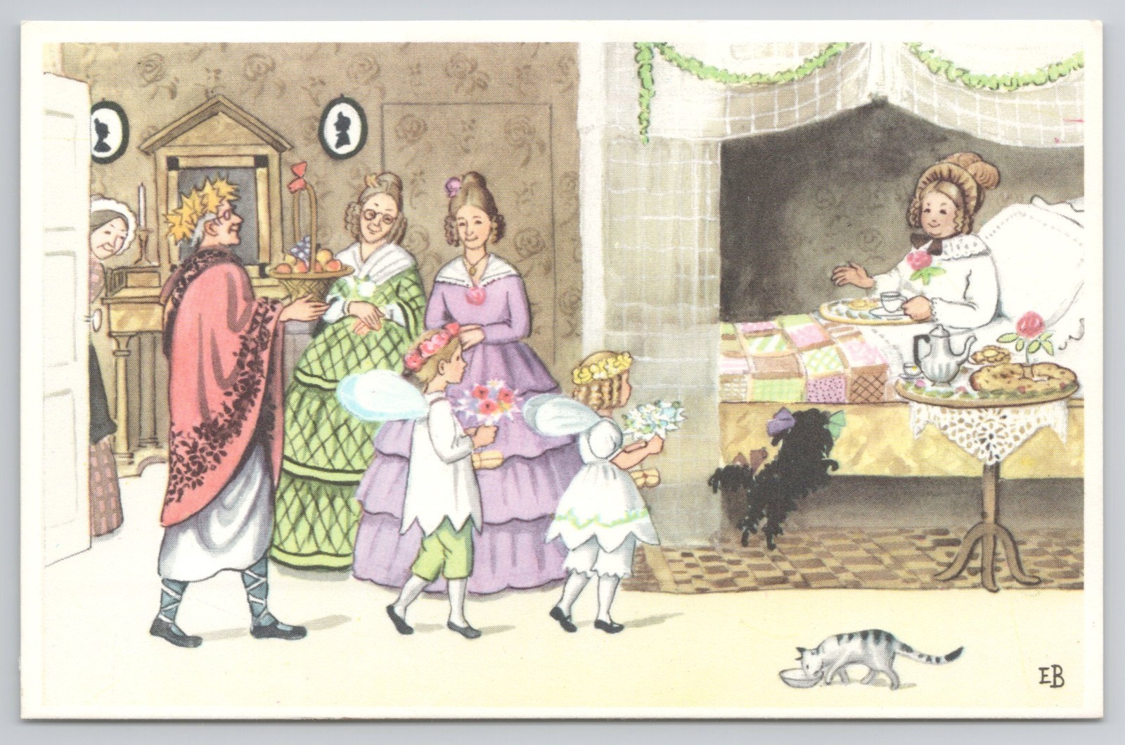 Aunt Brown Birthday Elsa Beskow Peter Lotta Children Postcard