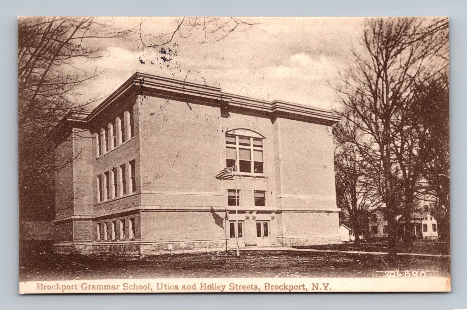 Postcard NY Brockport New York Grammar School Building Utica and Holley Streets