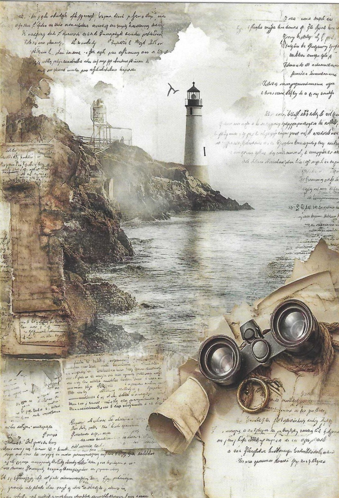 NEW Bottle Nautical Lighthouse Ocean Postcard RETRO Nostalgic Beach Blank Back
