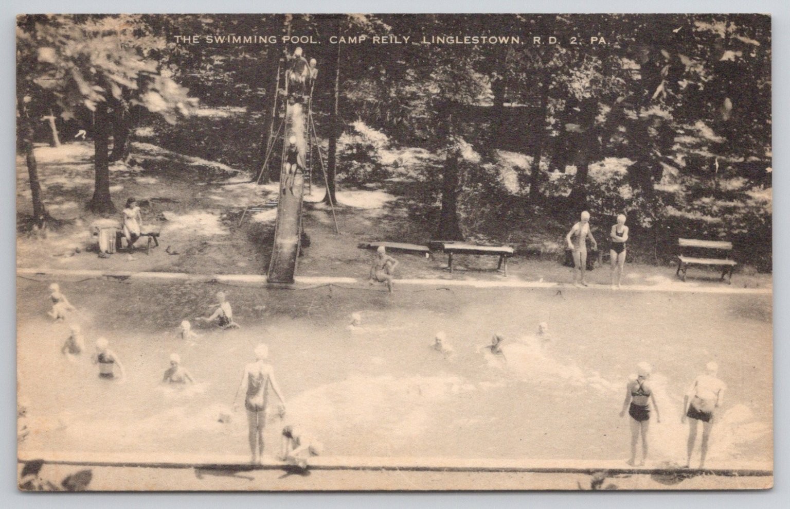 1942 RPPC Camp Reily Swimming Pool Linglestown PA Postcard Artvue