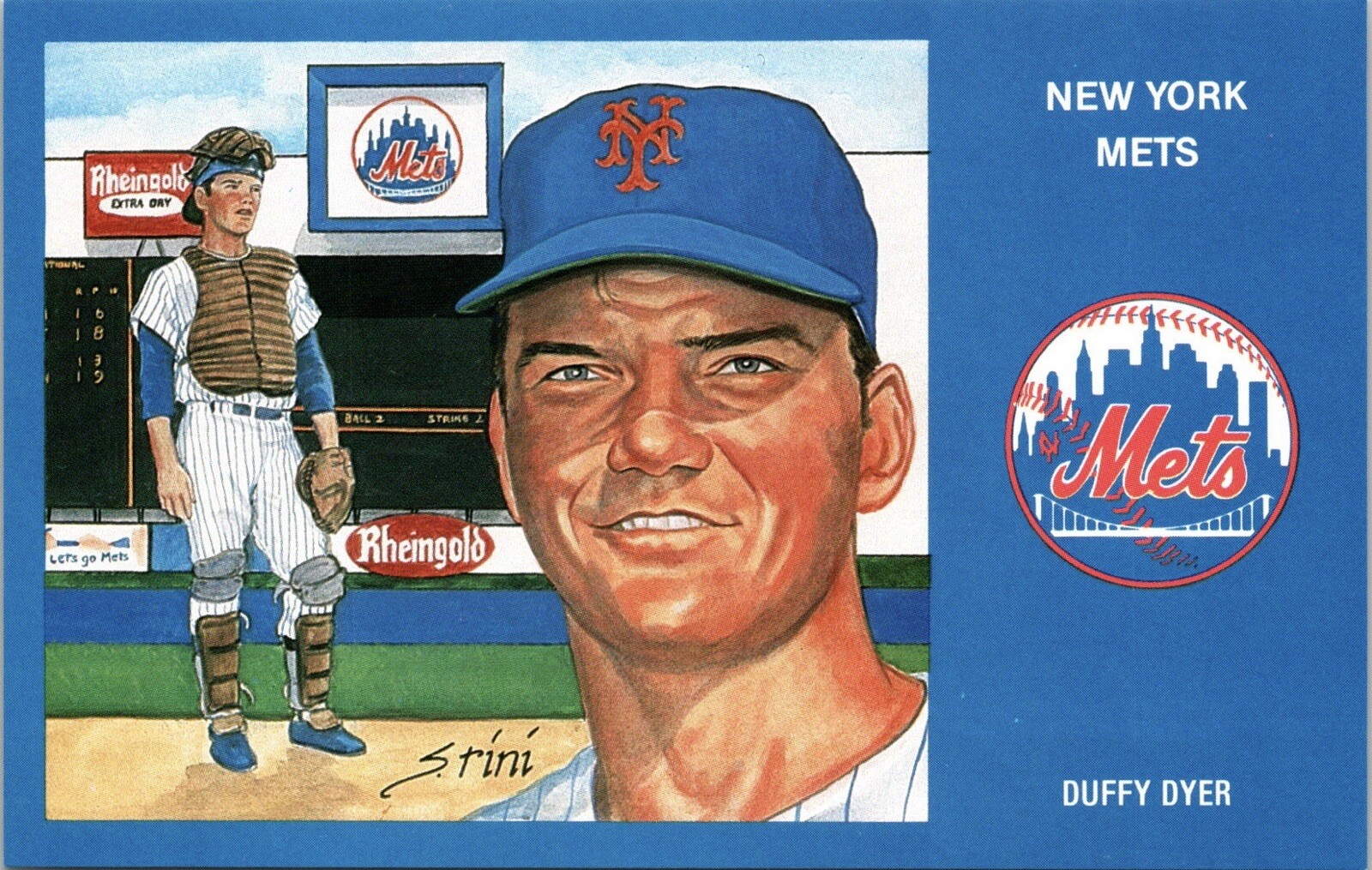Vtg Postcard 1969 New York Mets Catcher Duffy Dyer MLB 5000 Limited Issue New