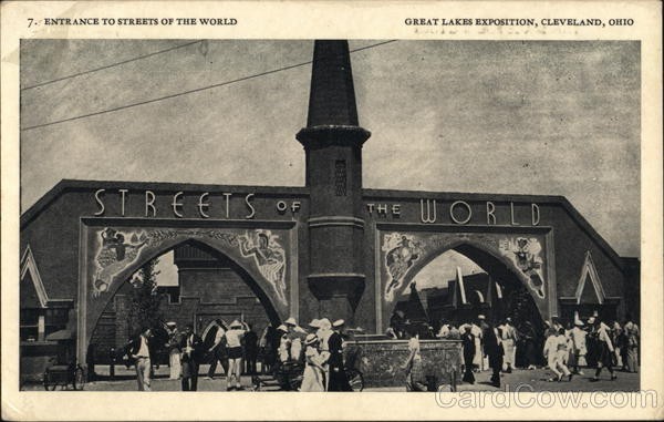 Cleveland, Ohio OH Entrance Streets of the World Linen Original Vintage Postcard