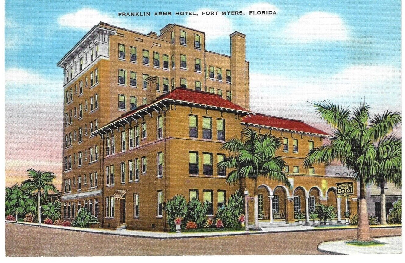 POSTCARD ~ FLORIDA, FORT MEYERS, Franklin Arms Hotel, Linen, 1930 – 1945