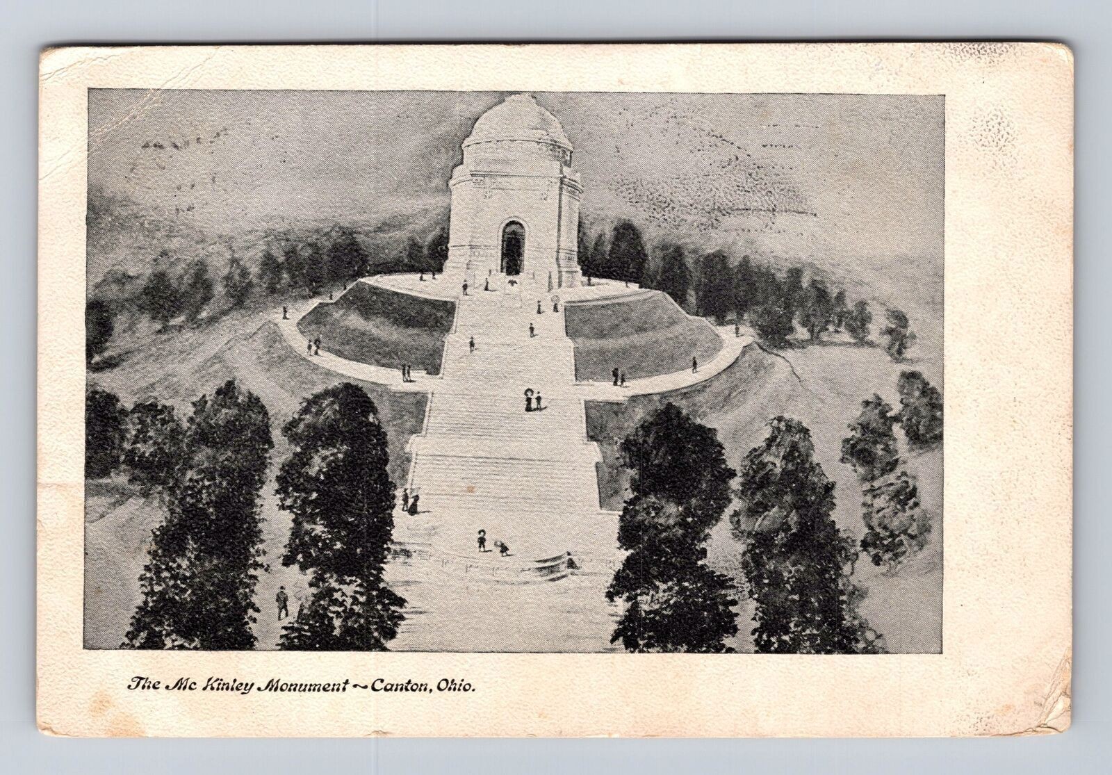 Canton OH-Ohio, Aerial The McKinley Monument, Antique, Vintage c1906 Postcard