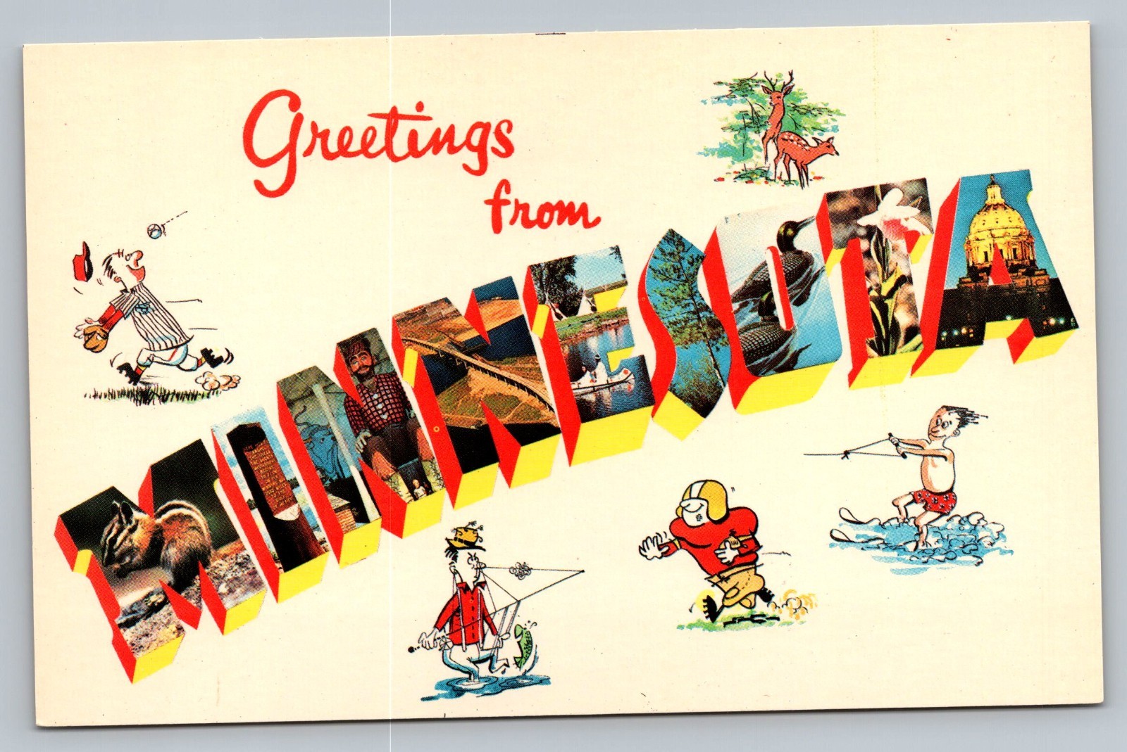 Greetings From Minnesota Big Letter c1960 Unposted Vintage Postcard