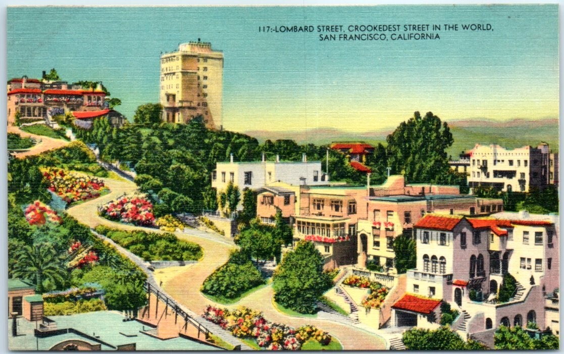 Scenic View Lombard Street Crookedest Street in the World San Francisco CA USA